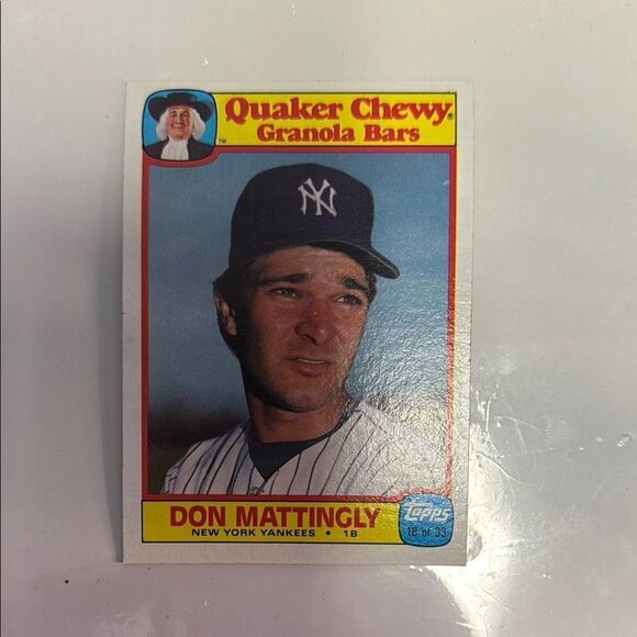 Don Mattingly Baseball Card by Topps Quaker chewy 1986 mint condition - Picture 1 of 4